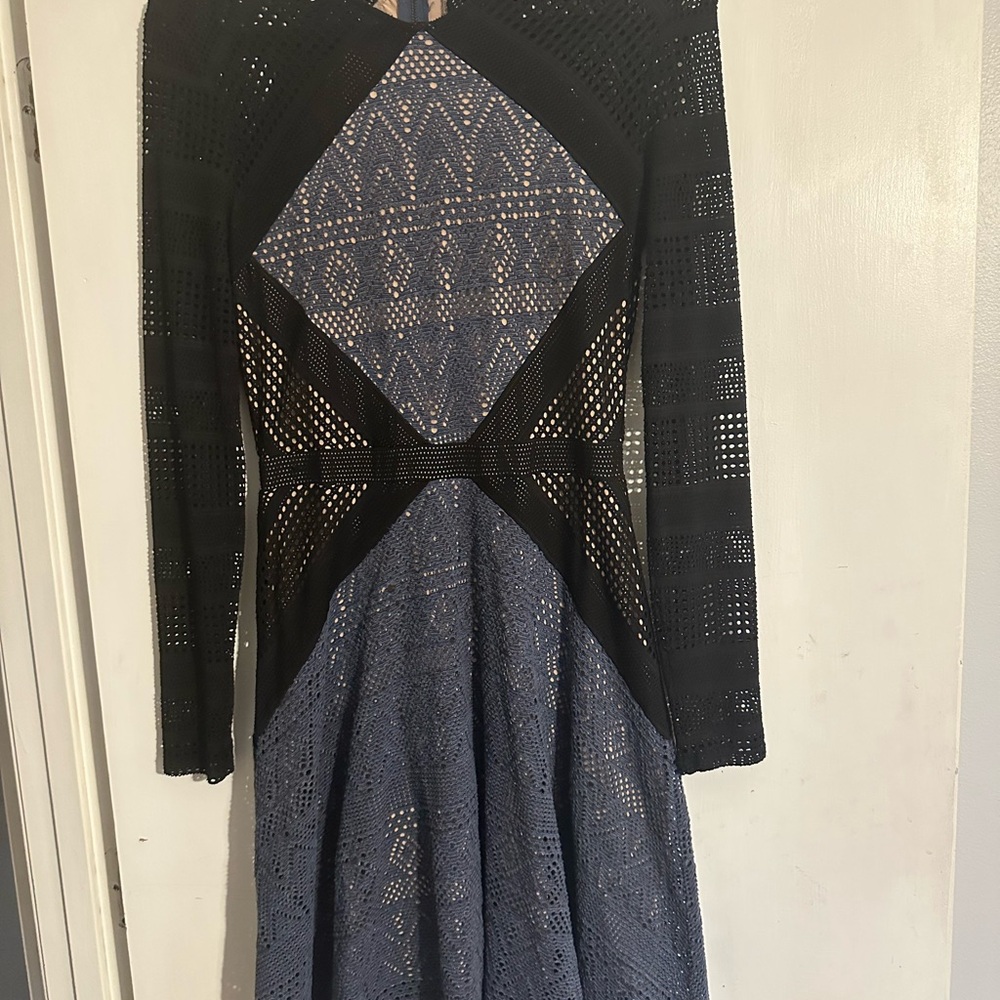 Elegant Black and Gray Lace Dress